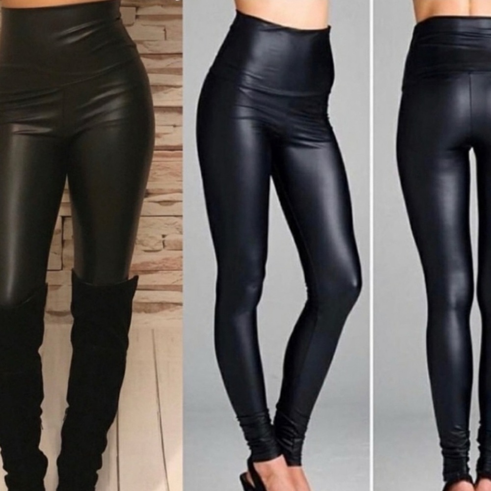 Black High waisted faux leather leggings